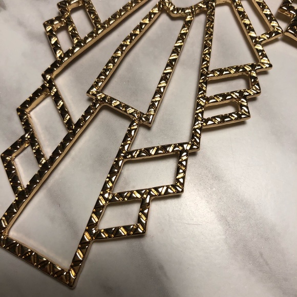 Gold Finish Statement Earrings - Picture 3 of 3